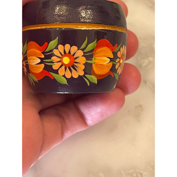 Vintage Russian Hand-Painted Wooden Box Signed Timoshenko V Floral Firebird 2” - Picture 2 of 9